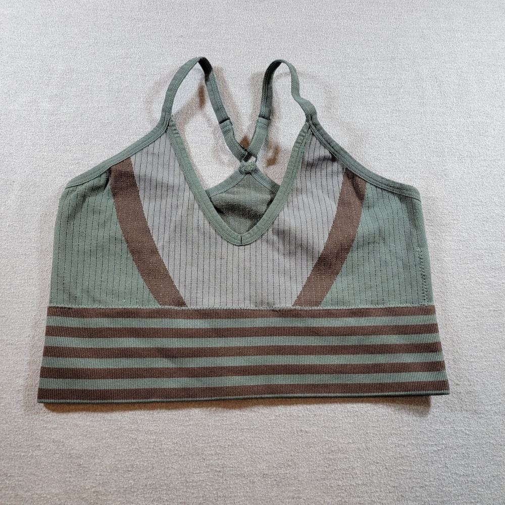 Comfort by Real Sports Bra Womens L Green Excellent Ribbed Seamless Racerback